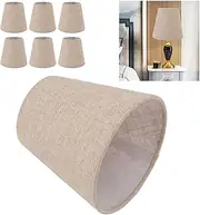 Gsycle Small Lamp Shade,6pcs Linen Lamp Shades Clip-on Mini Barrel Fabric Shade for Table Chandelier Lamp Shades Set