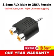 3.5mm AUX Stereo Audio Male to 2RCA Female Socket Adapter Y Splitter Converter