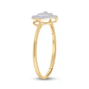 10kt Yellow Gold Womens Round Diamond Slender Heart Cluster Ring 1/20 Cttw