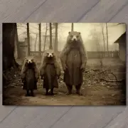 4x6" Groundhog Family Weird Creepy Unusual Woods Odd Fall Day Strange