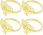 2sets Gold Christmas Table Decor Hanukkah Napkin Rings Menorah Holder Jewish Dinner Party Decorations 4pcs*2