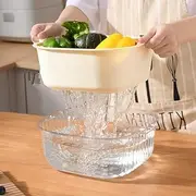 ZEBAN Fruit Strainer Colander Bowl Set 2 in 1 Fruit Vegetable Washing Food Strainers Large Plastic Double Layered Strainer Basket for Pasta Berry Salads