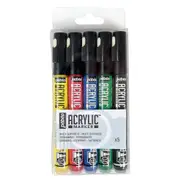 5pc Pebeo Acrylic Based Markers Basic Creative Art Painting Craft Drawing