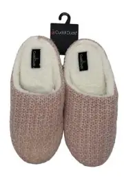 Cuddl Duds Seedstitch Slipper Clog with Luxe Sherpa Lining Chalk Pink