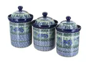 Blue Rose Polish Pottery Sapphire Fields Canister Set