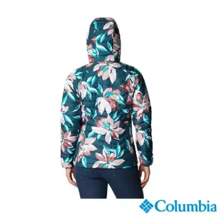 【Columbia 哥倫比亞 官方旗艦】女款-Powder Lite™Omni-Heat鋁點保暖連帽外套-藍印花色(UWR14990PB/HF)