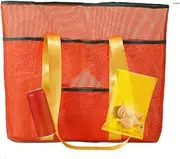 [Generic] Mesh Beach Bag | Swimming Pool Mesh Bag | Large Capacity Hobo Pouch for Vacation Swimming Travel Picnic Cruise Camping Sports Outdoor Shopping