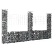 NNEVL U-shape Gabion Basket with 3 Posts Iron 260x20x150 cm