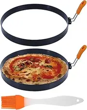 Pancake Mold 2 Pack 8 Inch Pancake Ring Stainless Steel Omelet Ring with Silicone Insulated Handle Round Egg Rings Molds with Oil Brush Nonstick Pancake Rings for Griddle Eggs English Muffin Tortillas