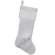 Northlight 20" Silver and White Snowflake Christmas Stocking with Cuff