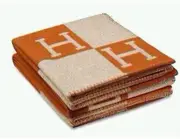 Blanket Pillows Artificial Wool Cashmere Warm Throw Sofa Blanket Orange