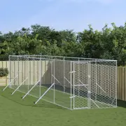 Andala Pets Outdoor Dog Kennel Silver 2x10x2 m Galvanised Steel