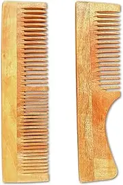 Neem Wooden Comb Set, 2 Pieces - Detangling Comb and Rake Comb for men and women