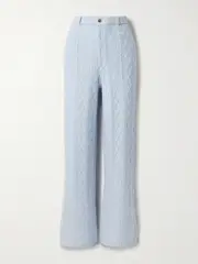 [Guest In Residence] Guest In Residence - Cable-knit Wool And Cashmere-blend Straight-leg Pants - Light blue - large large Blue