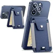 HiWe for MagSafe Wallet Stand with Privacy Flap, Strongest Magnetic Wallet for iPhone 16/15/14/13/12 Series, 9 Cards Holder, Magnetic Phone Wallet, Leather RFID for iPhone Wallet, 3 Slots, Navy Blue
