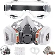 MAEZOE Vapor Paint Project Reusable Respirator with Glasses Half Facepiece Shield 6200 Face Cover for Painting, Welding, Polishing, Woodworking