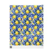 Blue Background With Lemons Option 4 Wrapping Papers