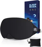Cotton Sleep Mask Black Soft Eye Blindfold Light Blocker for Travel & Sleep