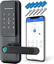 Keyless Fingerprint Smart Door Lock and Handle - Keypad Entry, Electronic Passcode for Front Door