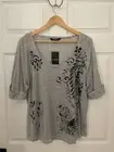 Lauren Ralph Lauren New Linen Summer Shortsleeve Top Blue White Stripe Floral