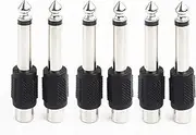 6PCS 6.35mm TS RCA Female to Male Converter Audio Connector Plug Gold Plated RF Adapter for Mixer, Amp, Subwoofer