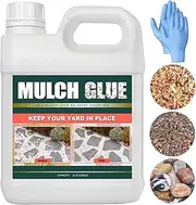 Qiveaory Mulch Glue Concentrate 2L/0.52Gal - Gravel Binder With Nitrile Gloves, Fast Dry Transparent Waterproof Pea Gravel Stabilizer for Rocks Landscaping