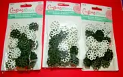 BUTTONS WOOD Black & White FLOWER Crafting with Buttons 3 BAGS Lot D5