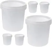 YOSADIER 6pcs Handheld Plastic Bucket with Lids Portable Storage Container for Household Use for Cleaning Beach and Farm Activities