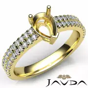 U Cut Prong Setting Pear Semi Mount Diamond Engagement Ring 14k Gold 0.5Ctw