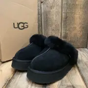 UGG DISQUETTE SLIPPER PLATFORM SLIDE BLACK SUEDE WOOL CLOG WOMEN US 6 UK 4 EU 37