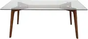 [SK Designer Living] Stad Rectangle Glass Coffee Table - Walnut