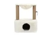 Beige Cat Plush Condo Scratching Post House Bed Sisal Activity Tower Tree Scratcher