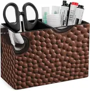 American Football Laces Printed Pen Pencil Holder Cup Container PU Leather Desk Organizer Stand Home Office Organization Office Accessories Container Box 2 Compartments