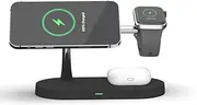 BUCKKO 5 in 1 Wireless Charging Station Compatible with Magsafe Qi | iPhone | iWatch |Airpod Charging Station| Nightlight Fashion Desktop Devices Reliable Voltage Support 3X+ Devices (Black)