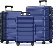 3-Piece Expandable Hard-Sided Luggage Set with Spinner Wheels, TSA Lock, Lightwe