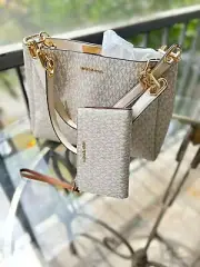 MICHAEL KORS LADIES LARGE SHOULDER TOTE BAG HANDBAG PURSE + WRISTLET ID WALLET