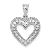 Solid 14k White Gold 1/3ct. Simulated CZ Heart Pendant