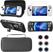 GUTIAL Accessories kit for ASUS ROG Ally - Black Accessories Bundle for ROG Ally Gaming Handheld with Carrying Case, Protective Cover case, 2 Pack Tempered Glass Screen Protector, 6 Thumb Grips