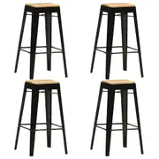 vidaXL Bar Stools 4 pcs Black Solid Mango Wood