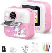 Kids Camera Instant Print, Camera for Kids with Printable Photos, Toddler Camera Toys for Children Ages 3-14, Digital Camera Birthday Gifts for Girls 4 5 6 7 8 9 10 11 12 13 Years Old
