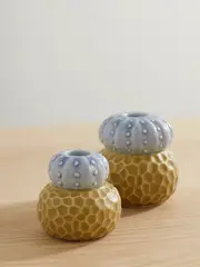 [MARLOE MARLOE] MARLOE MARLOE - + Net Sustain Set Of Two Glazed Ceramic Candle Holders - Mustard - One size One size Yellow