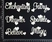 White Chipboard - Sapphire Heart Words Set - C