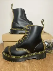 Dr Martens 1460 Pascal Bex DS Black +Yellow Smooth Slice Leather NIB UK 4 EU 37
