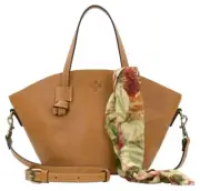 Patricia Nash Corallina Leather Convertible Tote Bag w/ Scarf-Hazelnut-NWT