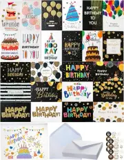 24PCS Unique Happy Birthday Cards Assortment, 10 * 15CM Birthday Cards with Enve
