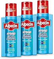 Alpecin Hybrid Shampoo 3x 250ml | Natural Hair Growth Shampoo for Sensitive and Dry Scalps | Energizer for Strong Hair | Hair Care for Men Made in Germany