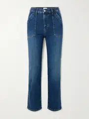 [FRAME] FRAME - The Utility Organic High-rise Straight-leg Jeans - Dark denim - 25 25 Blue
