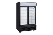 Polar G-Series Upright Display Cooler with Light Box Double Hinged Door - Black