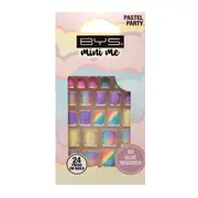 BYS Mini Me 24 Pack Press on Nails - Pastel Party, Square Shape