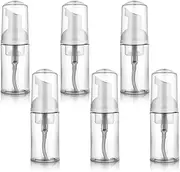 6 Pack Foam Pump Bottle Travel 30 ml/1 oz Mini Size Mousse Foam Soap Dispenser Clear Small Empty Plastic Foaming Soap Dispenser Refillable Pump Containers for Face Wash Lash Shampoo Skin Care